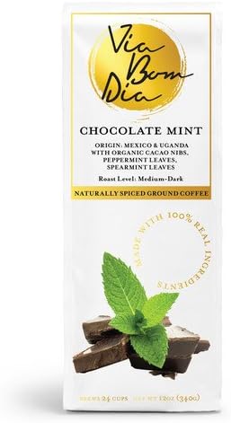 100% Naturally Flavored Coffee, Mint Chocolate, Ground Coffee + Real Cacao (no artificial flavors!), 12oz