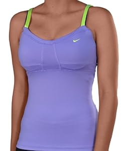 NIKE Women's Dri-Fit Tennis Top Shirt-Lavender/Neon Yellow-XS