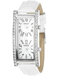 Breda Womens 2185_wht White Nicola Dual Time Zone Classic faux leather Watch