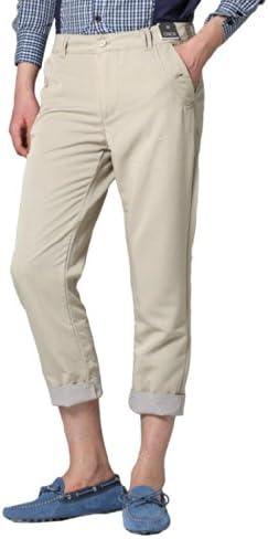 CNCN Mens Stylish Slim Fit Cropped Pants Size 29/32 Khaki