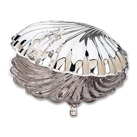 DOUBLE SHELL SERVER - SILVER PLATED DOUBLE SHELL SERVER