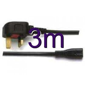 Power Cord UK Plug to Figure 8 Fig of 8 Lead Cable C7 3m