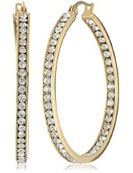 Stainless Steel 40mm Crystal Hoop Earrings