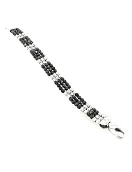 Officina Bernardi Silver and Black 3-Row Bracelet