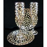 Gold Leopard Design - Hand Painted - Toasting Flutes - 6 oz. & 7 inch Cake Plates