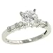 Round/Baguette Diamond Engagement Ring .20ct (CZ ctr)