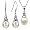 Crystal Top 8-9mm AAAA Drop Pearl Platinum Overlay CAREFREE Sterling Silver Pendant & Earrings Set, White (No Chain)