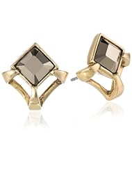 Sam Edelman Pronged Square Stone Antique Worn Gold Colored Stud Earrings