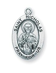 St. Nicholas Pendant Oval Sterling Silver with Chain