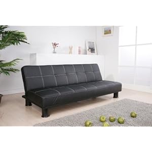 Click Clack Sofa on Black Faux Leather Click Clack Futon Sofa Bed   New    Amazon Co Uk