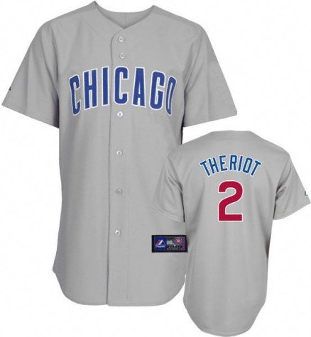 Men`s Chicago Cubs #2 Ryan Theriot Road Replica Jersey - XL