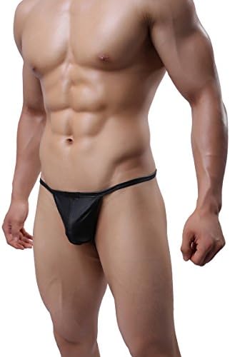 Mens Sexy Leather-Like Slim G-String Thong Underwear Medium