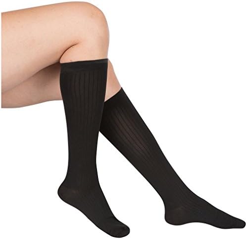 3 Pair EvoNation Women's USA Made Compression Socks 8-15 mmHg Mild Pressure Everyday Support Stockings (Large, Black)