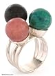 Chrysocolla and obsidian ring, 'Mystical Trio' 8.0 (US Ring Size) Chrysocolla and obsidian ring, 'Mystical Trio' 8.0 (US Ring Size)