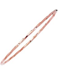 8" 14K Rose Gold 2.50mm (1/10") Polished Round Twisted Round Tube Stackable Bangle Bracelet
