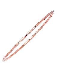 14K Rose Gold 08" 2.50mm Polish Round Twisted Round Tube Stackable Bangle