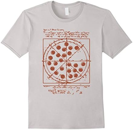 Men's Funny Tee Store - Vitruvian Pizza T-Shirts Large Silver