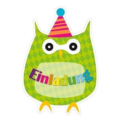 Einladungskarte Kindergeburtstag Feier 6er Set Motiv Eule
