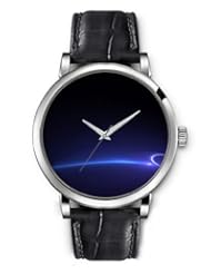 SPRAWL Aanalog Fashion Series Silver Ladies Watches of Genuine Black Leather Strap,Unique Wrist Watch for Women Girls Designed with Blue line in the dark