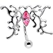 Top Drop Tribal Pink Gem Belly Ring