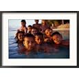 Children Swimming in Funafuti Lagoon, Funafuti Atoll, Tuvalu Framed Photographic Poster Print by Peter Bennetts, 29x21