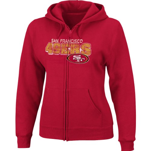 NFL Women's San Francisco 49ers Football Classic III Long Sleeve Fullzip Fleece Hoodie (Bright Cardinal, X-Large)
