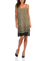 Bleu Marine Vestido Emilie (Dorado / Negro)