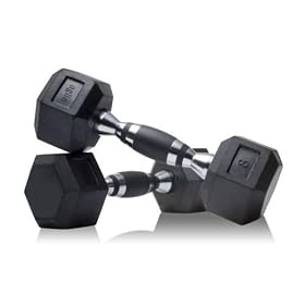 Hex Dumbbell Pairs; Rubber Grip Inlay; Chrome Finish by 