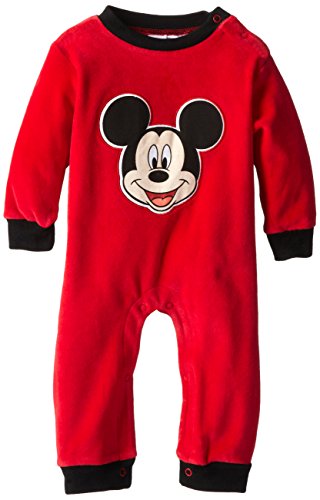 Disney Baby-Boys' Newborn Mickey Red Velour Coverall