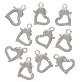 Beautiful Silver Plated Curved Heart Lobster Clasps 12mm (10)