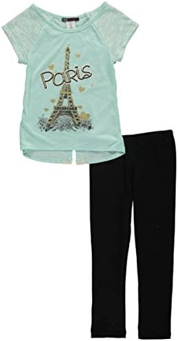 Miss Majesty Big Girls' "Soft-Knit Raglan" 2-Piece Outfit - mint/black, 14 -