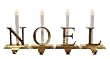 NOEL 4-Piece Lighted Brass Christmas Stocking Holder Set With Candle Lamps