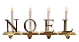 Noel 4-piece Lighted Brass Christmas Stocking Holder Set With Candle Lamps