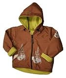 Outside Baby Boys Two Layer Windproof Fleece Jacket Brown Trees 9-18 Months