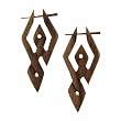 SAVU - Organic Hand Carved Sono Wood Earrings with Wood Post - From Indonesia - Sold as a Pair - 25mm x 57mm