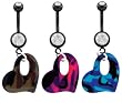 DANGLING CAMOUFLAGE HEART BELLY RING BNAHRCAMO- CAMO