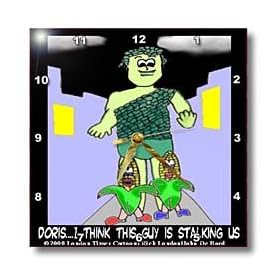 Londons Times Funny Food Coffee other Digestibles - Jolly Green Giant Stalking - Wall Clocks