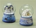 Pack of 2 Polar Bear and Penguin Family Christmas Snow Globe Glitterdomes