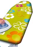 Wenko 1236185500 Bügelbrettbezug Green Flowers - wäscheschonende Schaumstoffpolsterung, Aluminiumbeschichtung, Baumwolle, 130 x 43 cm