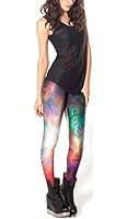 Jiayiqi Women's Trendy Digital Print Galaxy Sky Sexy Leggings Tights Rainbow