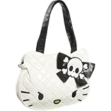 Loungefly Hello Kitty Quilted Angry Face Tote (White with Black)