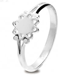 Girls CLover Children Signet Silver Rings Plain Size K 5.25 35305K