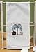 Beige Primitive Willow Tree, Saltbox House and Sheep Stitched Kitchen Towel