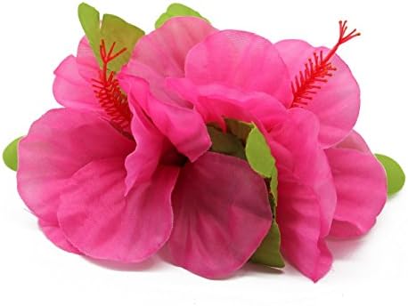Hawaii Luau Party Artificial Fabric Double Large Hibiscus Hair Clips in