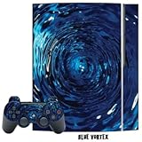 Playstation 3 Skin - System Console Skin and two PS3 Controller Skins - Blue Vortex