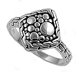 Sterling Silver Ring - Rhodiu Coated - 2mm Band Width and 14mm Face Height in Sizes: 5-9