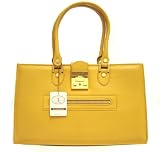L.A.P.A. Italian Designer Satchel Handbag in Yellow Leather