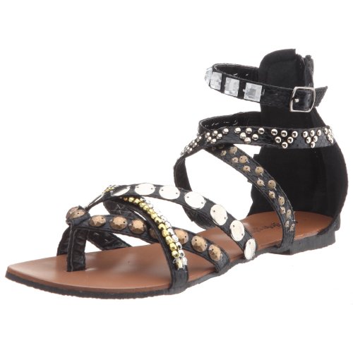 Buffalo 218409 metallic snake, Damen Sandalen/Zehentrenner, schwarz, (black 01), EU 38