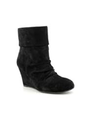INC Womens Mara Suede Wedge Ankle Boots in Black Size 7