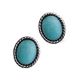 Sterling Silver Blue Kingman Turquoise Oval Earrings